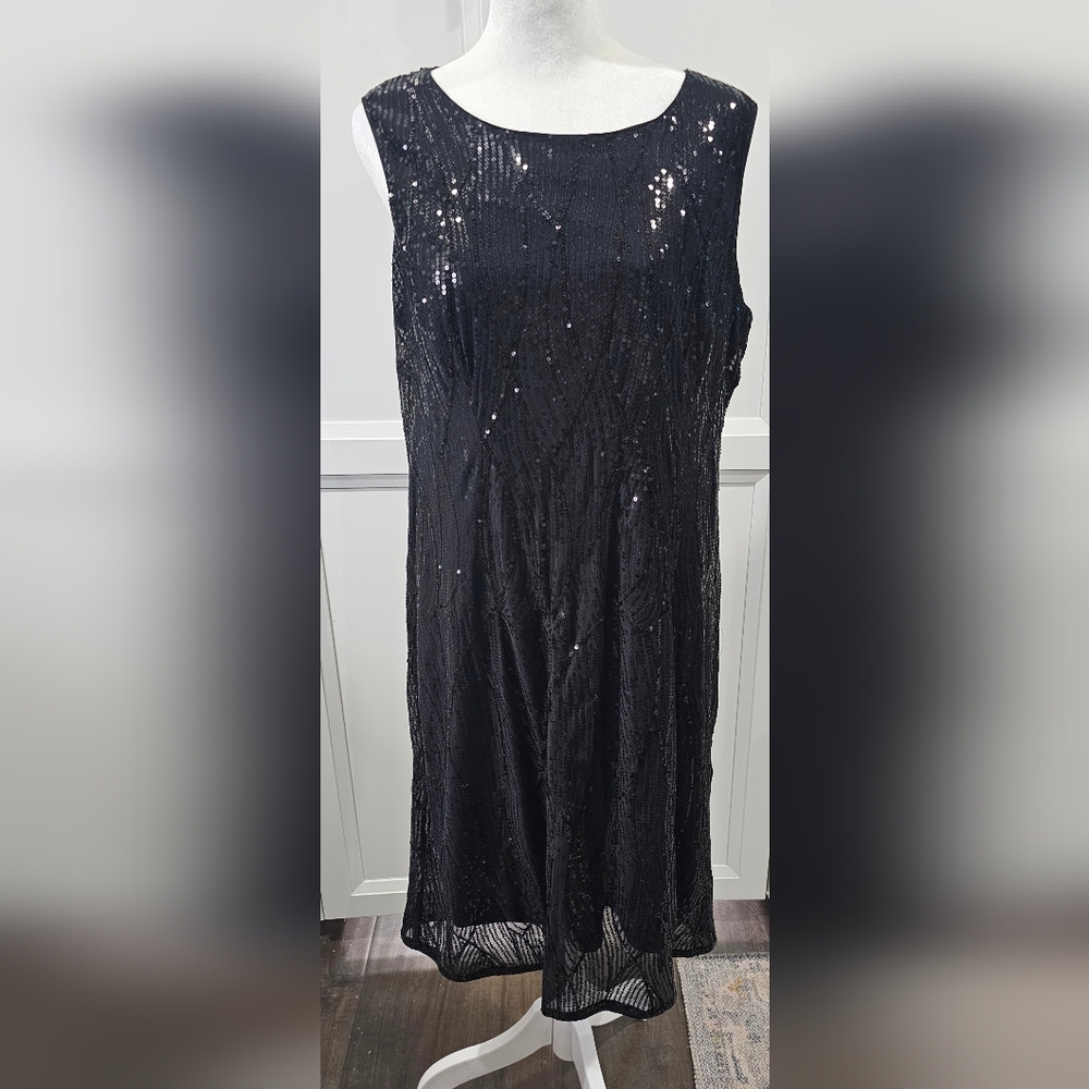 Grace Karin Elegant Black Sequin Midi Dress